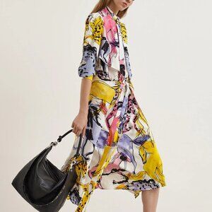 Stella McCartney Resort 2020 Kaela White Horse-Print High-Neck Midi Dress